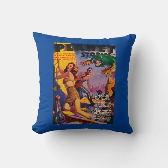 Planet Stories Magazine Cover 5 Throw Pillow (Front)