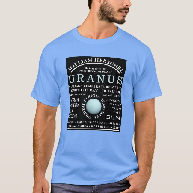 Planet Uranus Detailed Astronomy T-Shirt (Front)