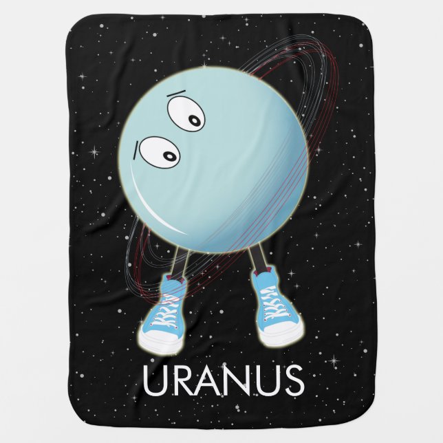 Planet Uranus & Stars Baby Blanket (Front)