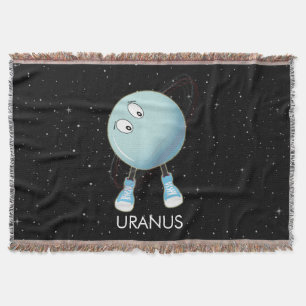 Planet Uranus & Stars Throw Blanket