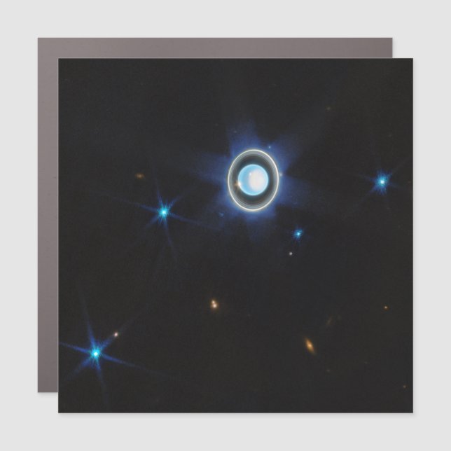 Planet Uranus with Rings and Moons JWST Image Car Magnet (Front)
