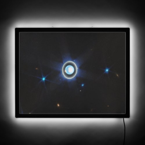 Planet Uranus with Rings and Moons JWST Image LED Sign