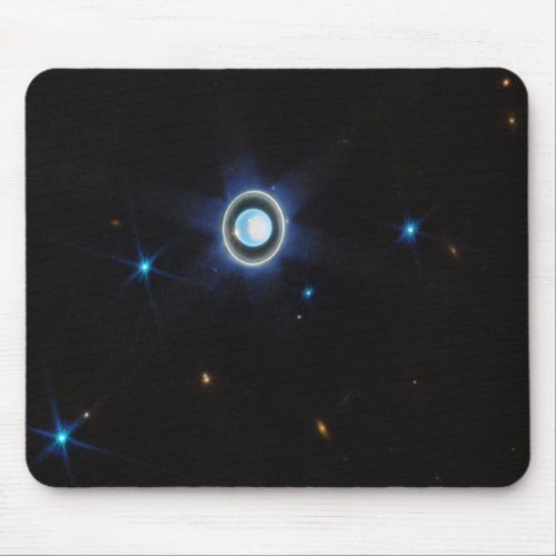 Planet Uranus with Rings and Moons JWST Image Mouse Pad