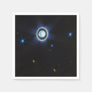 Planet Uranus with Rings and Moons JWST Image Napkins
