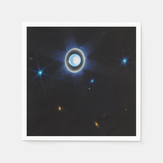 Planet Uranus with Rings and Moons JWST Image Napkins (Front)