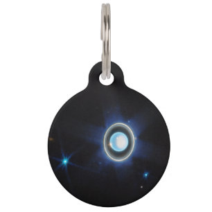 Planet Uranus with Rings and Moons JWST Image Pet ID Tag