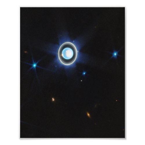 Planet Uranus with Rings and Moons JWST Image Photo Print