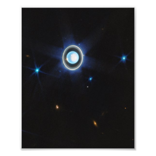 Planet Uranus with Rings and Moons JWST Image Photo Print (Front)