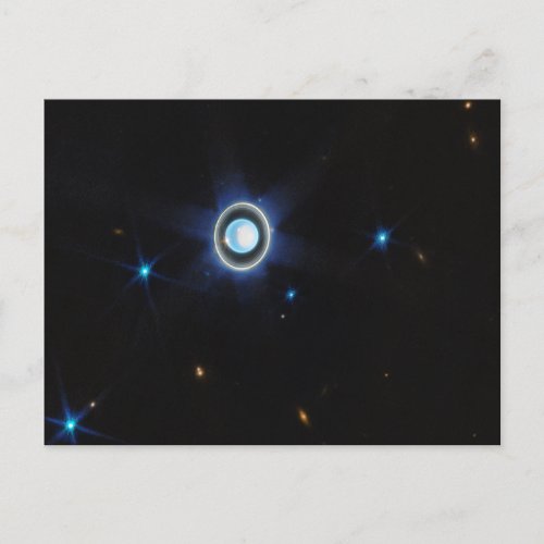 Planet Uranus with Rings and Moons JWST Image Postcard