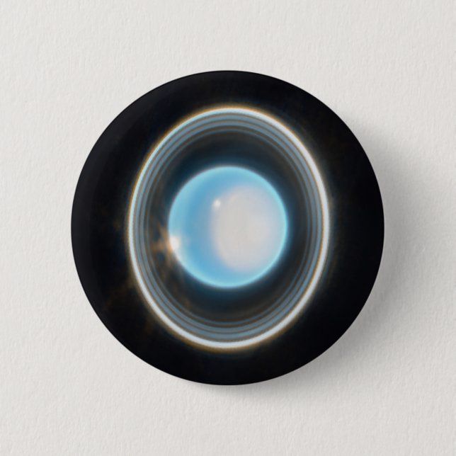 Planet Uranus with Rings JWST Image Button (Front)