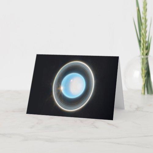 Planet Uranus with Rings JWST Image Card