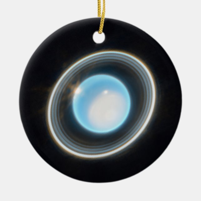 Planet Uranus with Rings JWST Image Ceramic Ornament (Front)