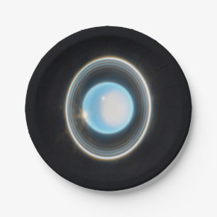 Planet Uranus with Rings JWST Image Paper Plates