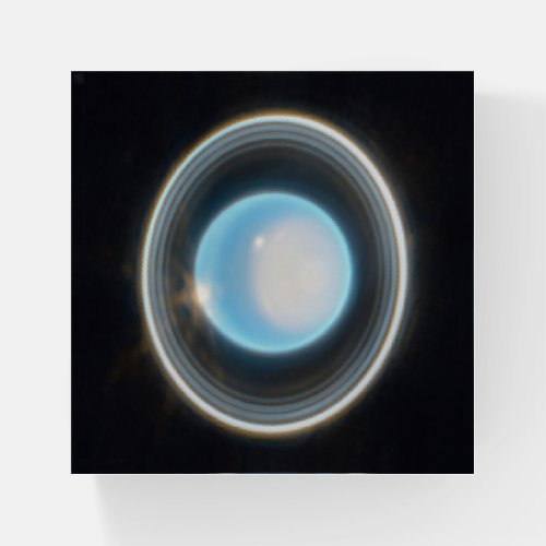 Planet Uranus with Rings JWST Image Paperweight