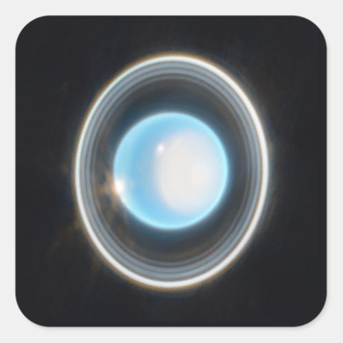 Planet Uranus with Rings JWST Image Square Sticker