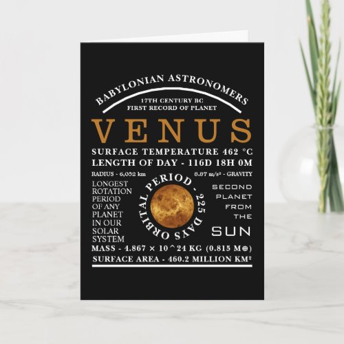 Planet Venus Detailed Astronomy Card