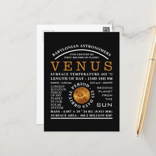 Planet Venus Detailed Astronomy Postcard