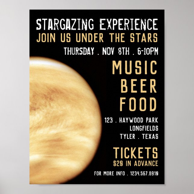 Planet Venus, Planetarium Event Advertising Poster (Front)