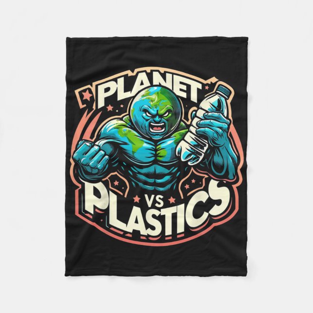 Planet Vs Plastics Earth Day  Fleece Blanket (Front)
