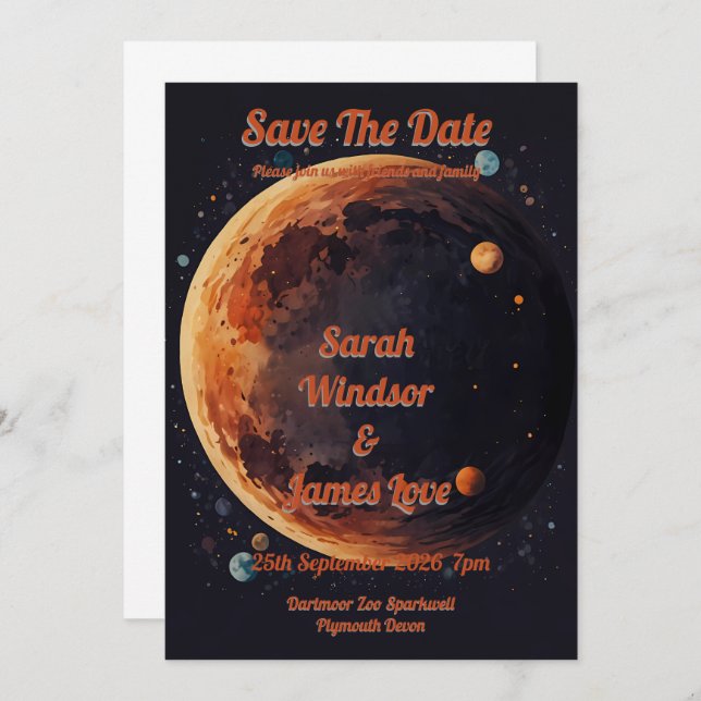 Planet Wedding Invitation (Front/Back)