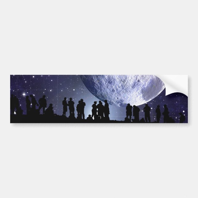 Planetarium Silhouettes Moon Stars Astronomy Bumper Sticker (Front)