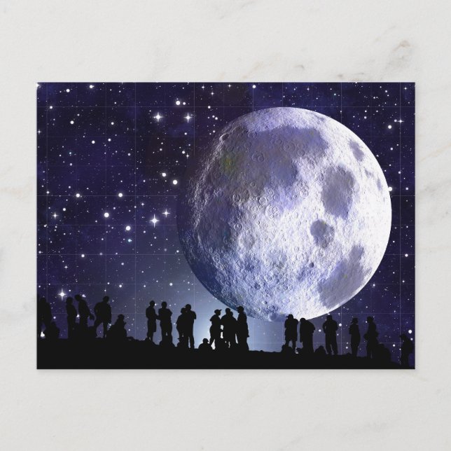 Planetarium Silhouettes Moon Stars Astronomy Postcard (Front)