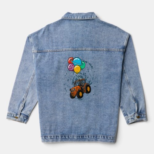 Planetary Ballons For An Outer Space Fan Tractor  Denim Jacket