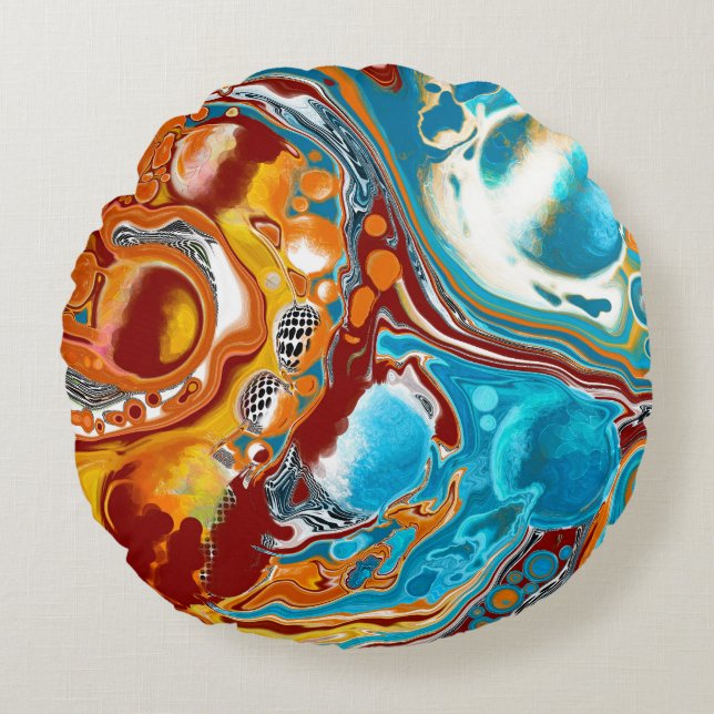 Planetary Bliss Fluid Art   Round Pillow (Front)