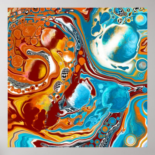Planetary Bliss Fluid Digital Art Poster (Front)