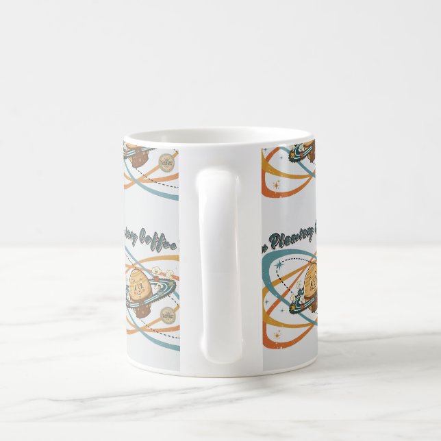 Planetary Coffee Break Retro Space Pattern Mug (Handle)