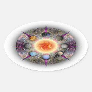 Planetary Mandala Oval Sticker