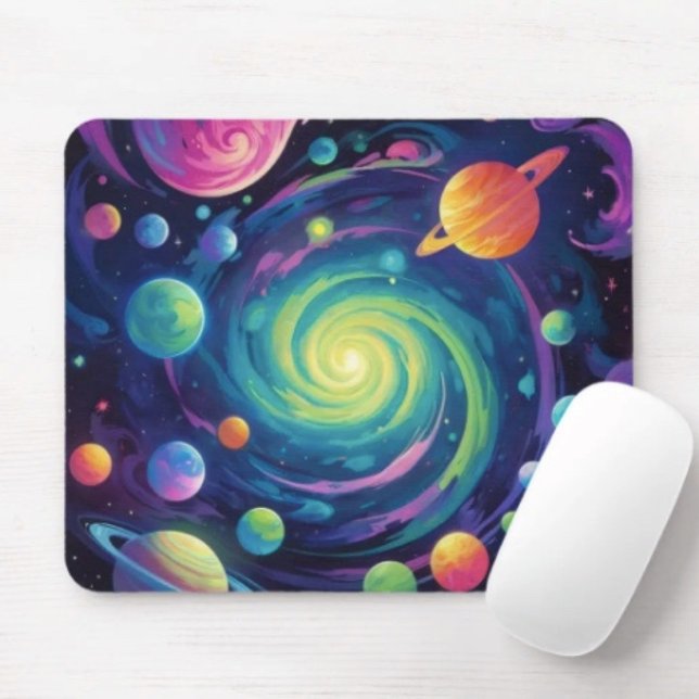 Planetary Spin  Mouse Pad (Space Mousepad mousepad durable dust and stain resistant non -slip rubber backing. )