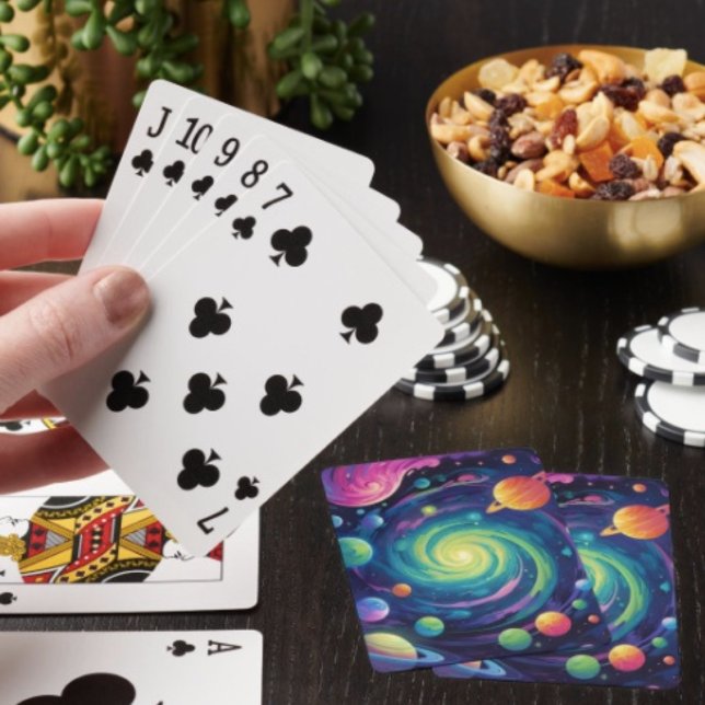 Planetary Spin Playing Cards  (Neon Galaxy Space Playing Cards Poker type playing cards Easy shuffle smooth card stock. 2.5" x 3.5.)