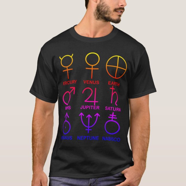 Planetary Symbols Ipanema, whimsical T-Shirt (Front)
