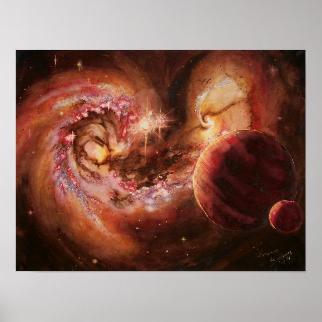 Planetary System and Antennae Galaxies Poster (Front)