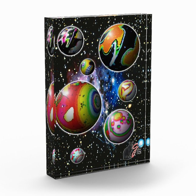 Planetoids Color Illustration Acrylic Block (Left)