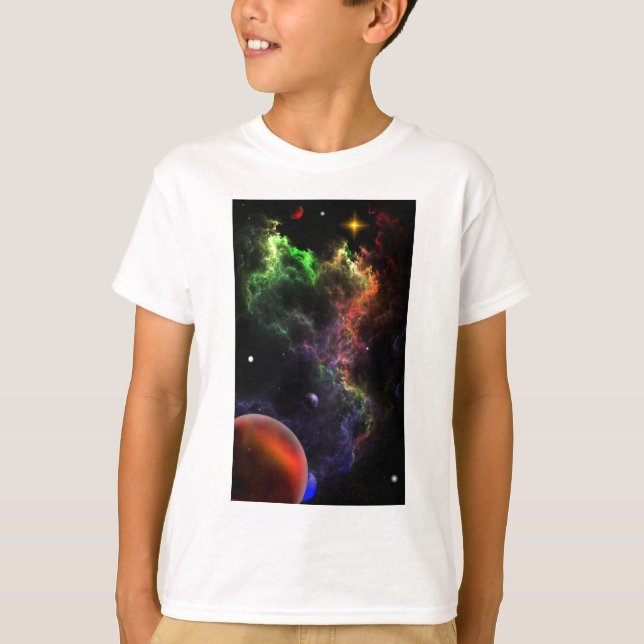 Planetoids In The Nebula Cluster Space Art T-Shirt (Front)