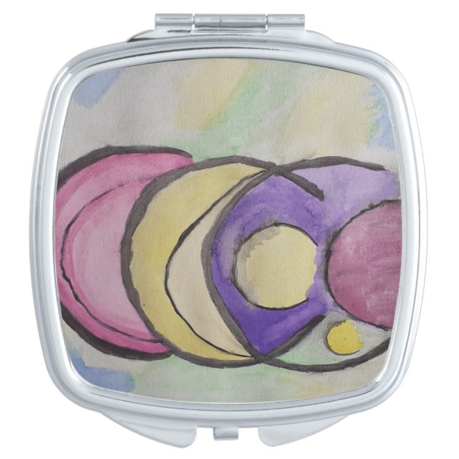Planets Abstract Art Compact Mirror (Front)