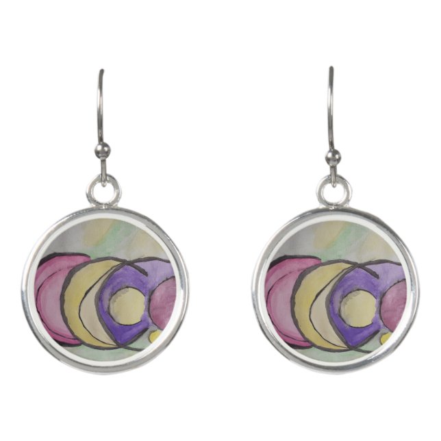 Planets Abstract Art Earrings (Front)