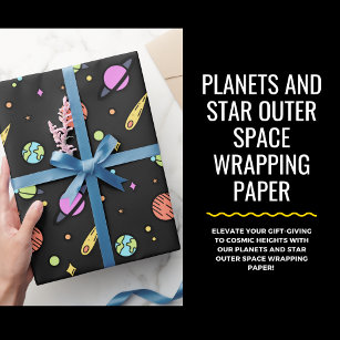 Cute Astronaut Childrens Luxury Thick Wrapping Paper, Christmas Space Decor  Kids Gift Wrap, Xmas Moon Stars Theme (6 foot x 30 inch roll)