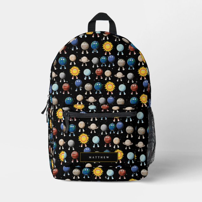 Planets and The Solar System Custom Name Printed Backpack (Front)