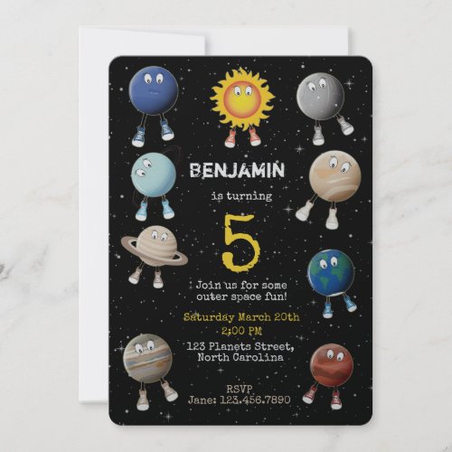 Planets and The Solar System Kids Birthday Invitation
