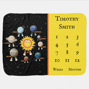Planets and The Solar System Milestone Baby Blanket