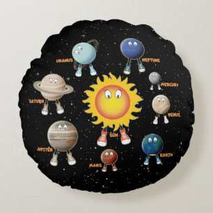 Planets and The Solar System Round Pillow