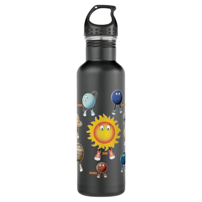 Planets and The Solar System Stainless Steel Water Bottle (Front)