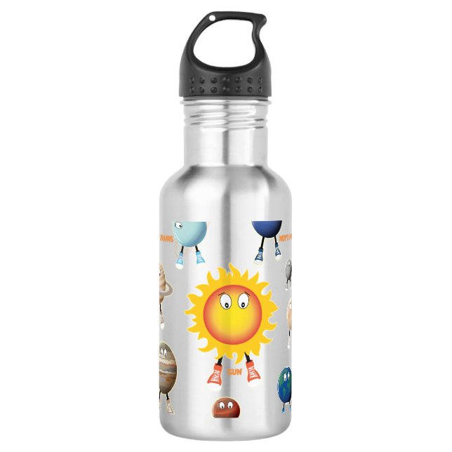 Planets and The Solar System Stainless Steel Water Bottle (Front)