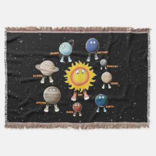 Planets and The Solar System Throw Blanket