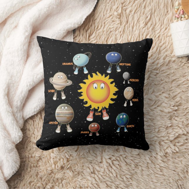 Planets and The Solar System Throw Pillow (Blanket)