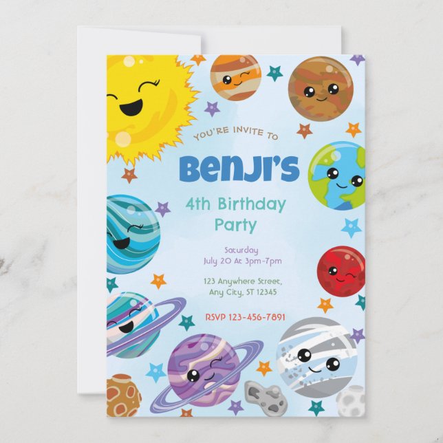 Planets Birthday Party Invitation (Front)