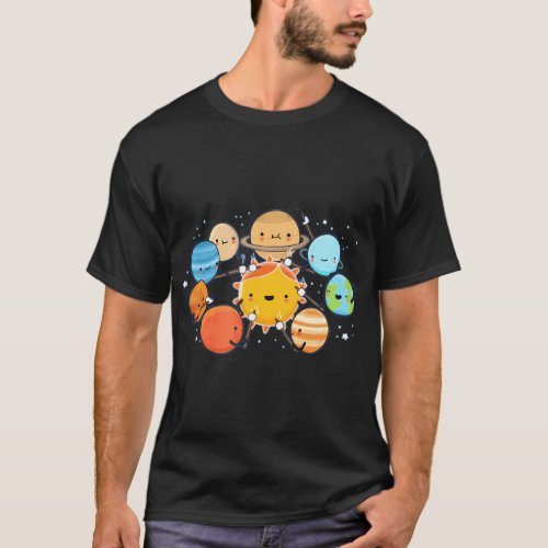 Planets Camping Solar System Campfire T_Shirt